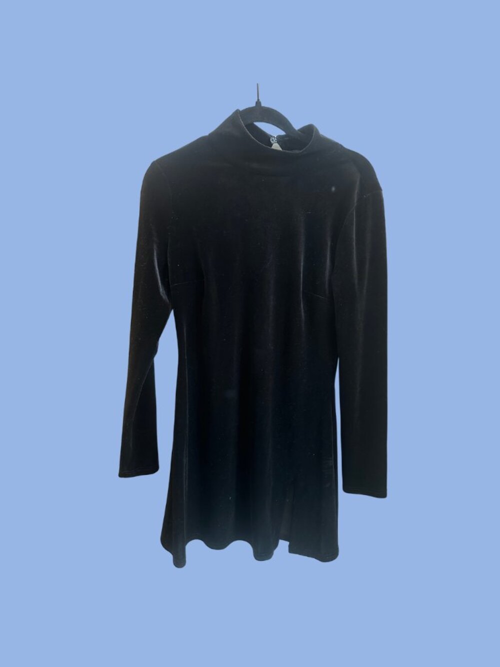 Mock Neck Black velvet Mini Reformation Dress
